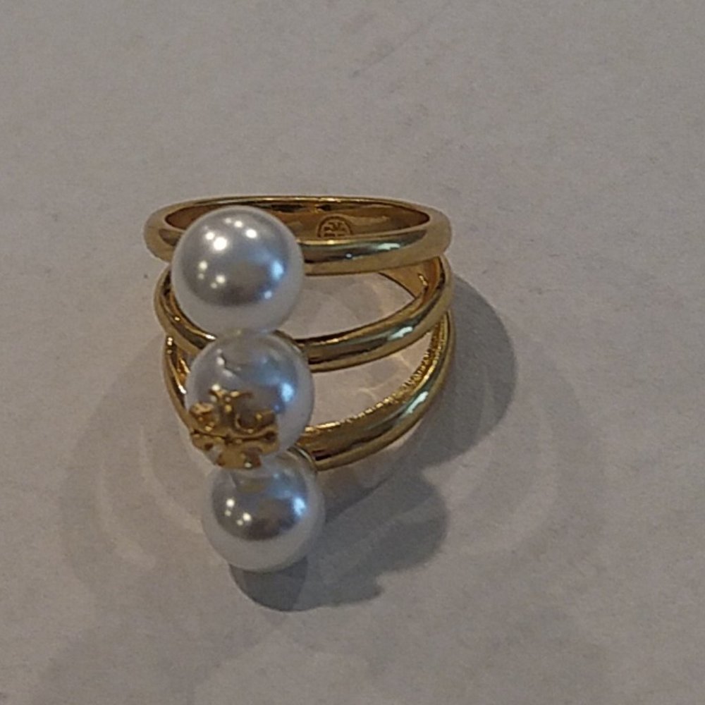 Tory Burch Kira Pearl Stackable Ring Size 7